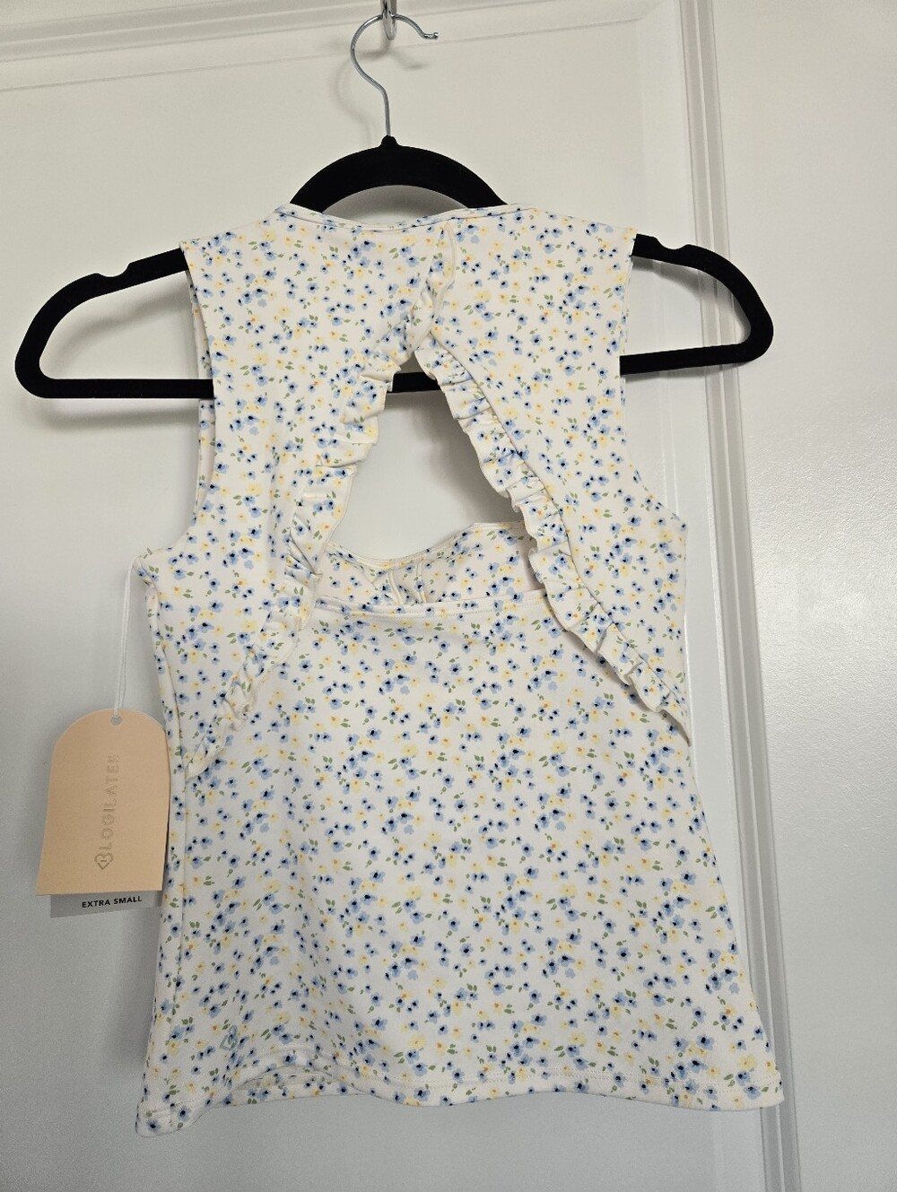 NWT Blogilates by Target Ruffle Back Cream Print Tank - Picture 6 of 6